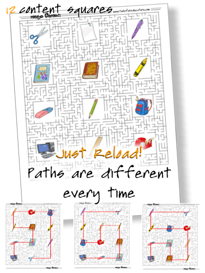12-square maze - unique paths every reload