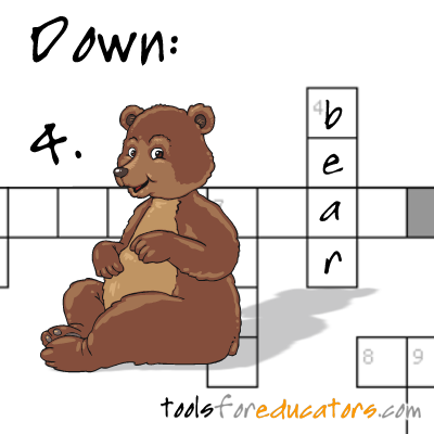 Crossword puzzle maker with picture clues - bear image as clue