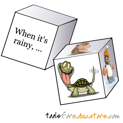 Dice maker showing image dice and text dice for language games