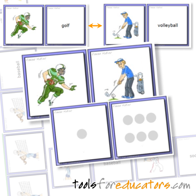 Domino card maker with image and word matching pairs